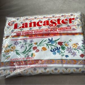 Vintage Lancaster Floral Queen Flat Sheet